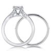 Sterling Silver Solitaire Created White Sapphire Bridal Ring Set
