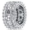 Triple Row Asscher Cut Created White Sapphire Wedding Band in Rhodium-Plated Sterling Silver
