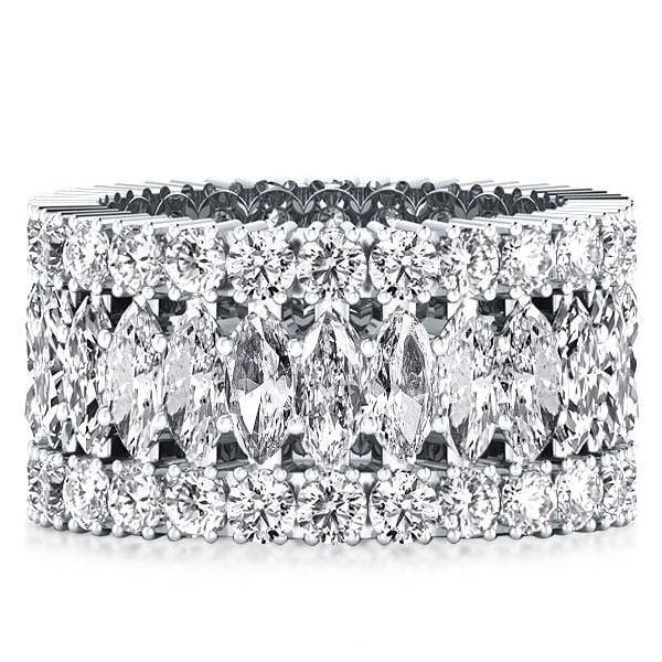 Triple Row Marquise Cut Eternity Wedding Band in Sterling Silver