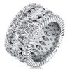 Triple Row Marquise Cut Eternity Wedding Band in Sterling Silver