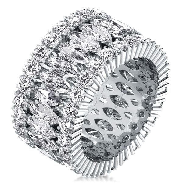 Triple Row Marquise Cut Eternity Wedding Band in Sterling Silver