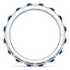 Round Cut White and Blue Sapphire Eternity Band Ring in Rhodium Plated Sterling Silver