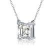 Asscher Cut Solitaire Pendant Necklace in Rhodium-Plated 925 Sterling Silver