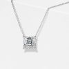 Asscher Cut Solitaire Pendant Necklace in Rhodium-Plated 925 Sterling Silver