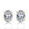 Golden Oval Stud Earrings - 18K Gold Plated Sterling Silver Solitaire