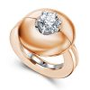 Adjustable 18K Rose Gold Plated Sterling Silver Wedding Ring - 1.0 CT Center Stone