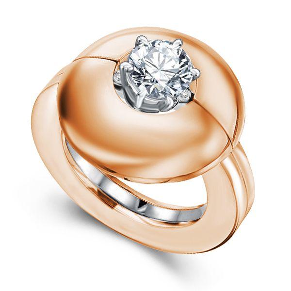 Adjustable 18K Rose Gold Plated Sterling Silver Wedding Ring - 1.0 CT Center Stone