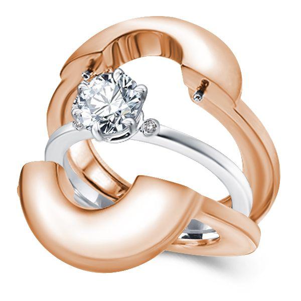 Adjustable 18K Rose Gold Plated Sterling Silver Wedding Ring - 1.0 CT Center Stone
