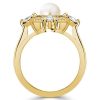 Halo Pearl Engagement Ring | 6MM Center Stone | 18K Gold Plated Sterling Silver