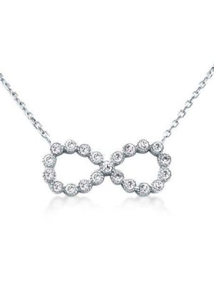 Sterling Silver Infinity Pendant Necklace - Halo Design, 18 Inch Chain