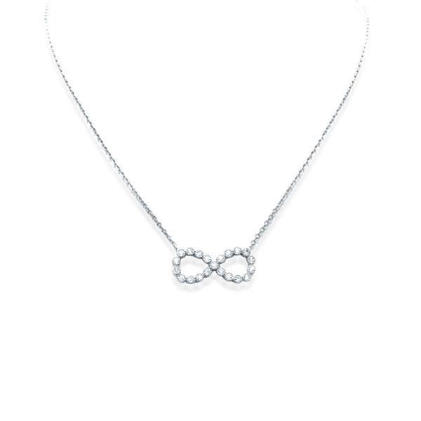 Sterling Silver Infinity Pendant Necklace - Halo Design, 18 Inch Chain