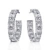 Princess Cut Sterling Silver Hoop Earrings - Sparkly & Elegant