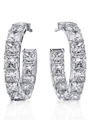 Princess Cut Sterling Silver Hoop Earrings - Sparkly & Elegant