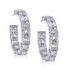 Princess Cut Sterling Silver Hoop Earrings - Sparkly & Elegant