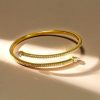 Golden Pear & Round White Sapphire Sterling Silver Bangle Bracelet