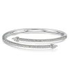 Golden Pear & Round White Sapphire Sterling Silver Bangle Bracelet
