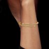 Golden Pear & Round White Sapphire Sterling Silver Bangle Bracelet
