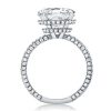 Cushion Cut White Sapphire Engagement Ring - Double Hidden Halo - 925 Sterling Silver