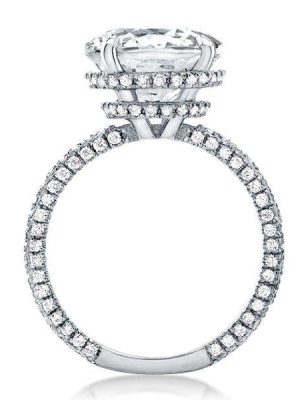 Cushion Cut White Sapphire Engagement Ring - Double Hidden Halo - 925 Sterling Silver