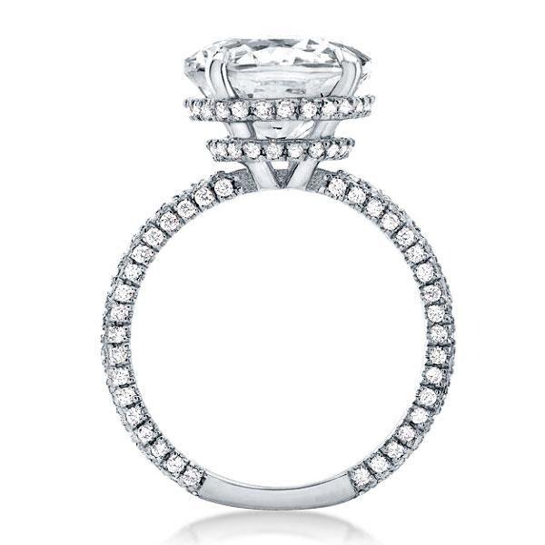 Cushion Cut White Sapphire Engagement Ring - Double Hidden Halo - 925 Sterling Silver