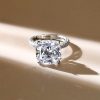 Cushion Cut White Sapphire Engagement Ring - Double Hidden Halo - 925 Sterling Silver