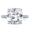 Cushion Cut White Sapphire Engagement Ring - Double Hidden Halo - 925 Sterling Silver