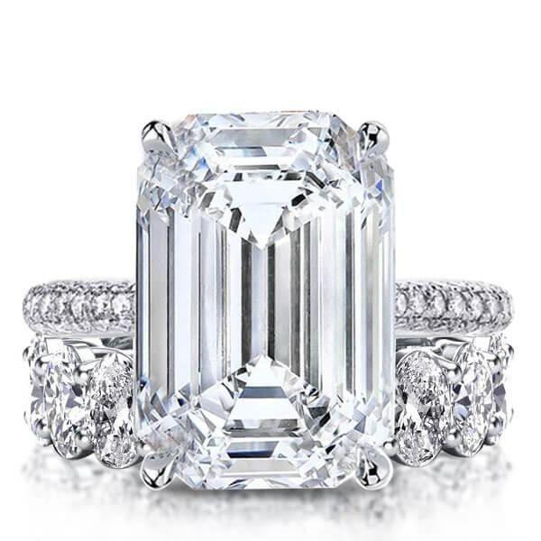 Emerald & White Sapphire Bridal Set - 925 Sterling Silver