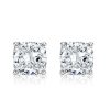 Cushion Cut Solitaire Necklace and Stud Earrings Set in Rhodium-Plated 925 Sterling Silver