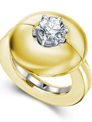 18K Gold Plated Sterling Silver Solitaire Wedding Ring Set - 1.0 CT Center Stone