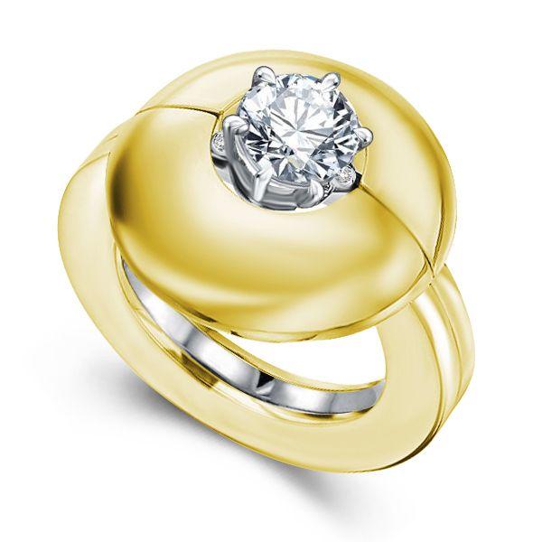 18K Gold Plated Sterling Silver Solitaire Wedding Ring Set - 1.0 CT Center Stone