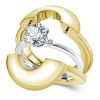 18K Gold Plated Sterling Silver Solitaire Wedding Ring Set - 1.0 CT Center Stone