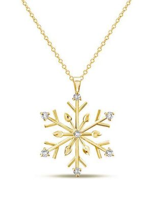 Sterling Silver Snowflake Necklace - Christmas Holiday Jewelry