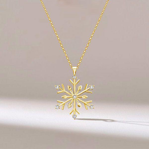 Sterling Silver Snowflake Necklace - Christmas Holiday Jewelry