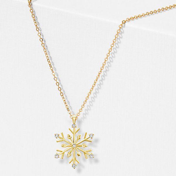 Sterling Silver Snowflake Necklace - Christmas Holiday Jewelry