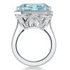 Aquamarine Halo Engagement Ring - Sterling Silver Double Prong Setting