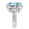 Aquamarine Halo Engagement Ring - Sterling Silver Double Prong Setting