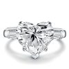 Heart Shaped White Sapphire Engagement Ring - Sterling Silver Three Stone Promise Ring