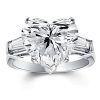Heart Shaped White Sapphire Engagement Ring - Sterling Silver Three Stone Promise Ring
