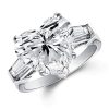 Heart Shaped White Sapphire Engagement Ring - Sterling Silver Three Stone Promise Ring