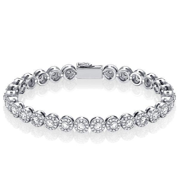 Round Cut Halo Tennis Bracelet - Sterling Silver - 4.48 CT. TW