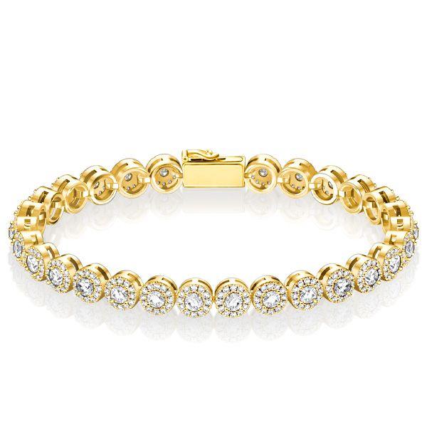 Round Cut Halo Tennis Bracelet - Sterling Silver - 4.48 CT. TW