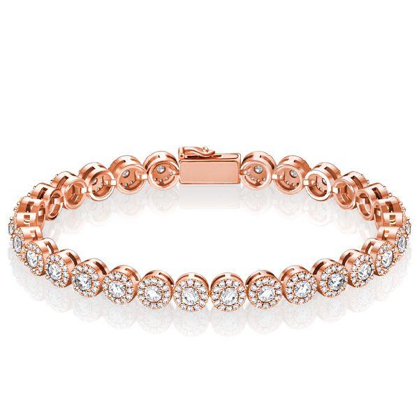 Round Cut Halo Tennis Bracelet - Sterling Silver - 4.48 CT. TW