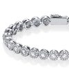 Round Cut Halo Tennis Bracelet - Sterling Silver - 4.48 CT. TW