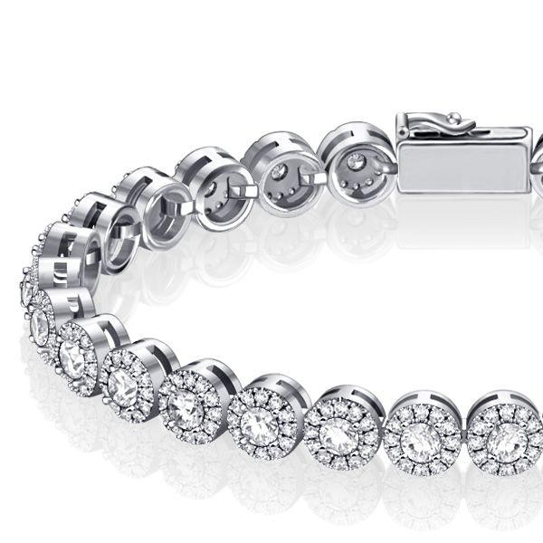 Round Cut Halo Tennis Bracelet - Sterling Silver - 4.48 CT. TW