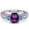 Amethyst Engagement Ring Cushion Cut - 925 Sterling Silver