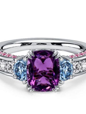 Amethyst Engagement Ring Cushion Cut - 925 Sterling Silver