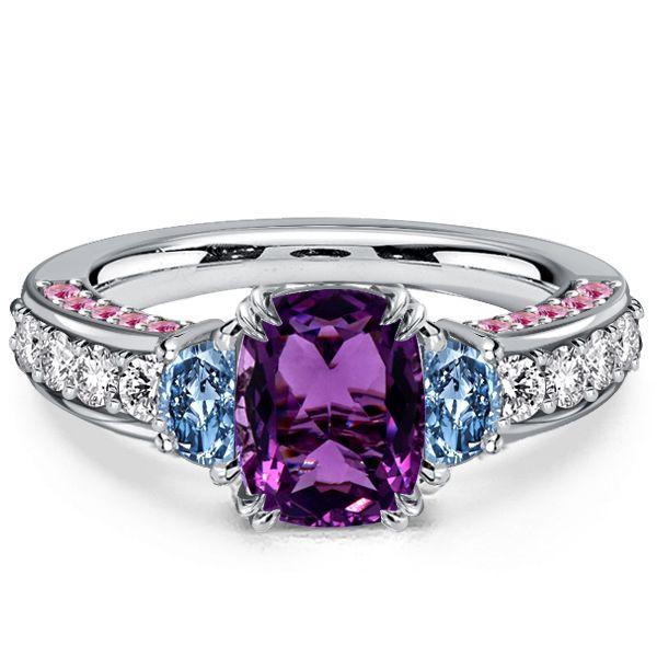 Amethyst Engagement Ring Cushion Cut - 925 Sterling Silver