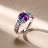 Amethyst Engagement Ring Cushion Cut - 925 Sterling Silver
