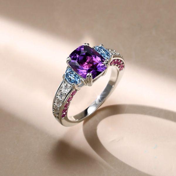 Amethyst Engagement Ring Cushion Cut - 925 Sterling Silver