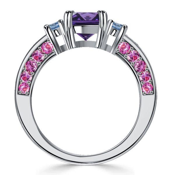 Amethyst Engagement Ring Cushion Cut - 925 Sterling Silver